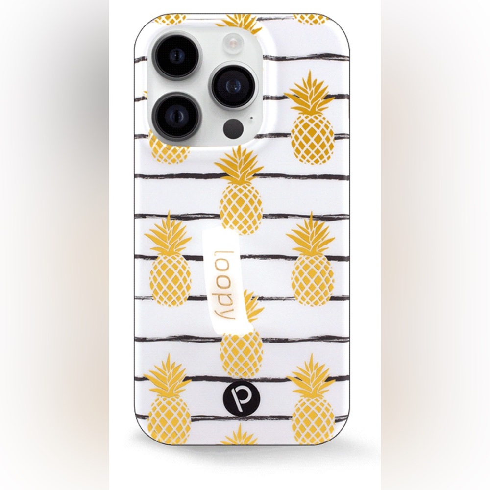 NEW Loopy iPhone 13 pro Lefty White & Gold Pineapple Phone Case with white loop